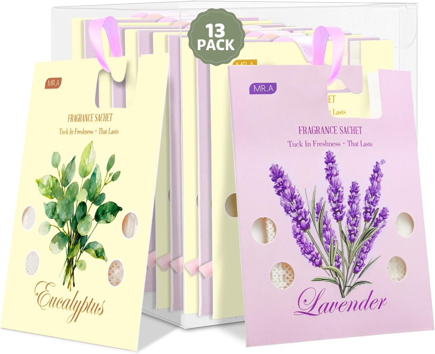 13Packs Lavender Eucalyptus Scented Sachet Bags, Fragrance Sachet Bags for Drawers and Closets, Air Fresheners for Car and Home, Closet Deodorizer Scented Drawer Fresheners for Dresser