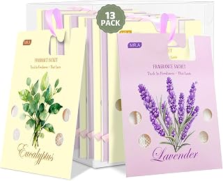 13Packs Lavender Eucalyptus Scented Sachet Bags, Fragrance Sachet Bags for Drawers and Closets, Air Fresheners for Car and Home, Closet Deodorizer Scented Drawer Fresheners for Dresser