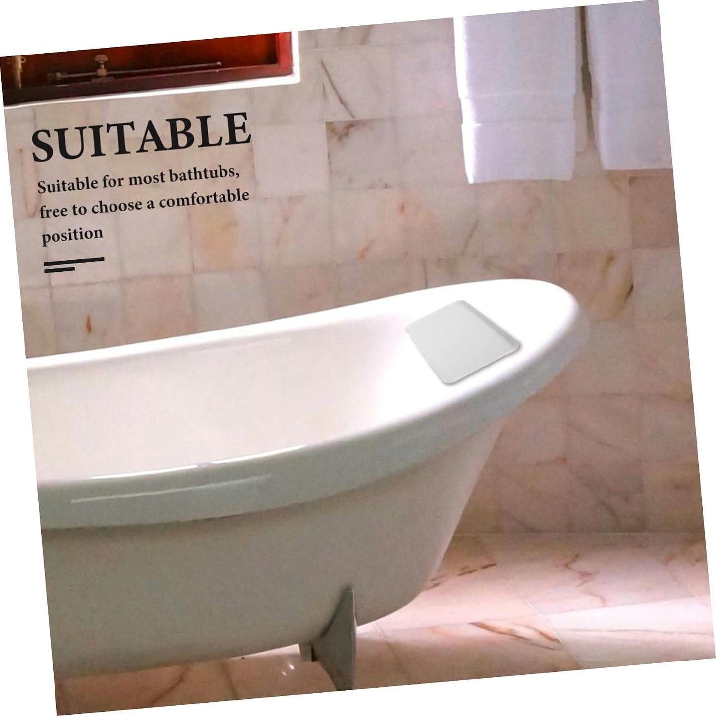 Healeved Waterproof Sponge Bath Pillow with Suction Cups for Neck Shoulder Head Support Comfortable Bathtub Cushion 14.96X7.08X1.77In Spa Bath Accessory