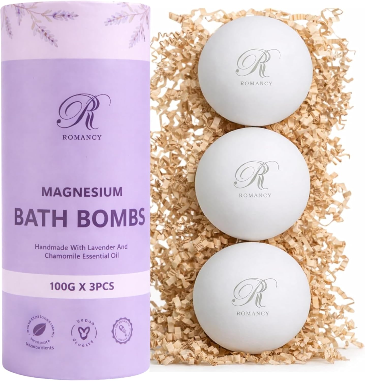 Magnesium Lavender Bath Bombs Gift Set – XL Epsom Salt Bath Bombs for Muscle Recovery, Stress Relief & Post-Workout Relaxation with Melatonin & Arnica Spa Gift for Women & Men Melatonin (Lavender)