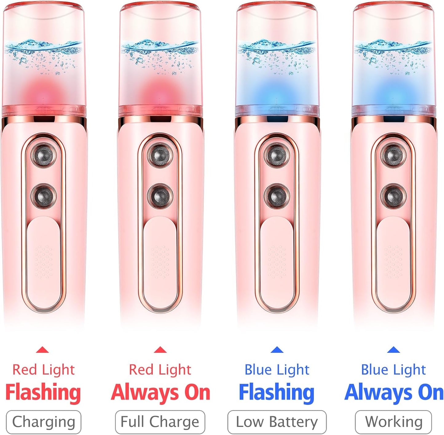 Nano Mister for Eyelash Extensions, Portable Facial Mist Sprayer with 2 Nozzles, 30ml Water Tank - USB Rechargeable Handheld Face Atomizer for Makeup and Skin Hydration - White
