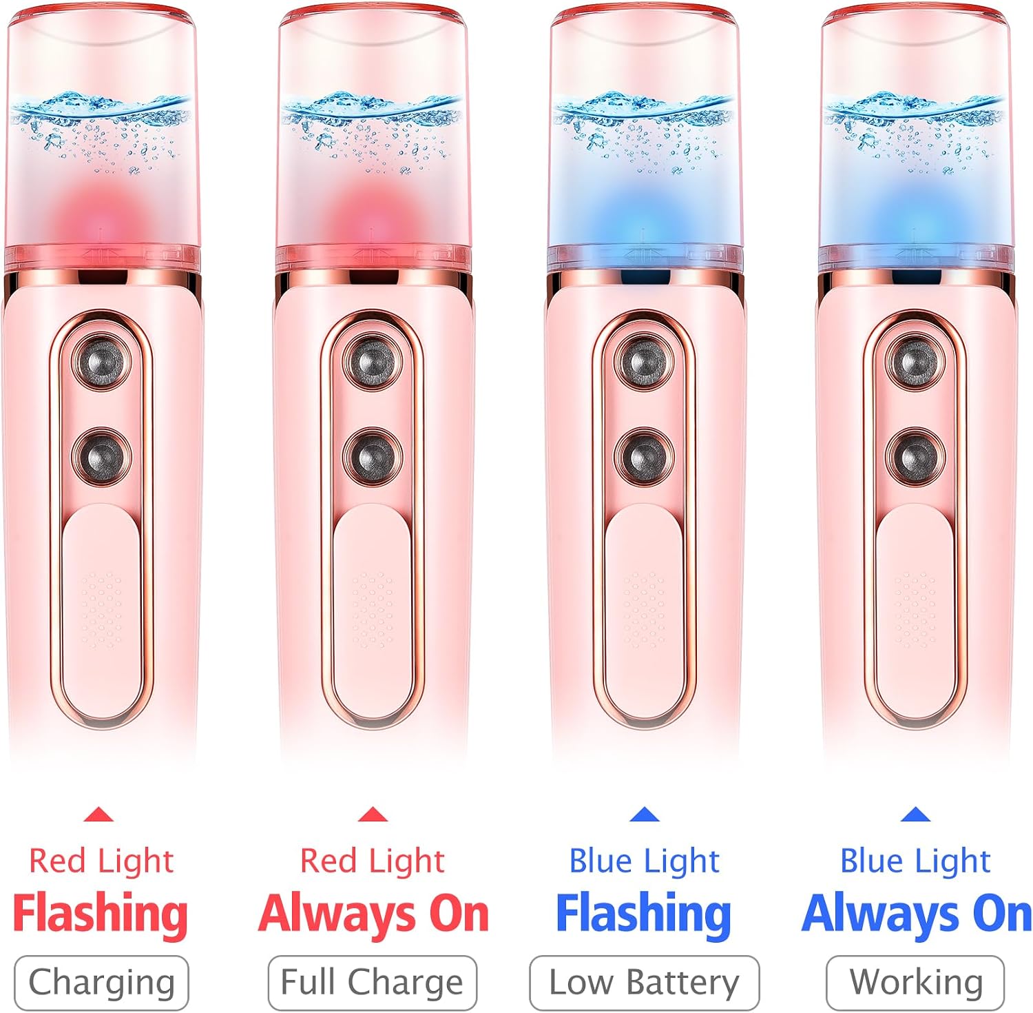 Nano Mister for Eyelash Extensions, Portable Facial Mist Sprayer with 2 Nozzles, 30ml Water Tank - USB Rechargeable Handheld Face Atomizer for Makeup and Skin Hydration - White
