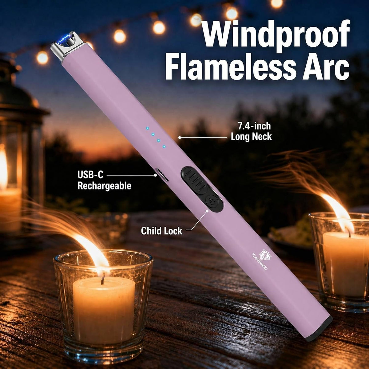 Electric Candle Lighter USB-C Charging, Portable and Easy to Use(Pink)