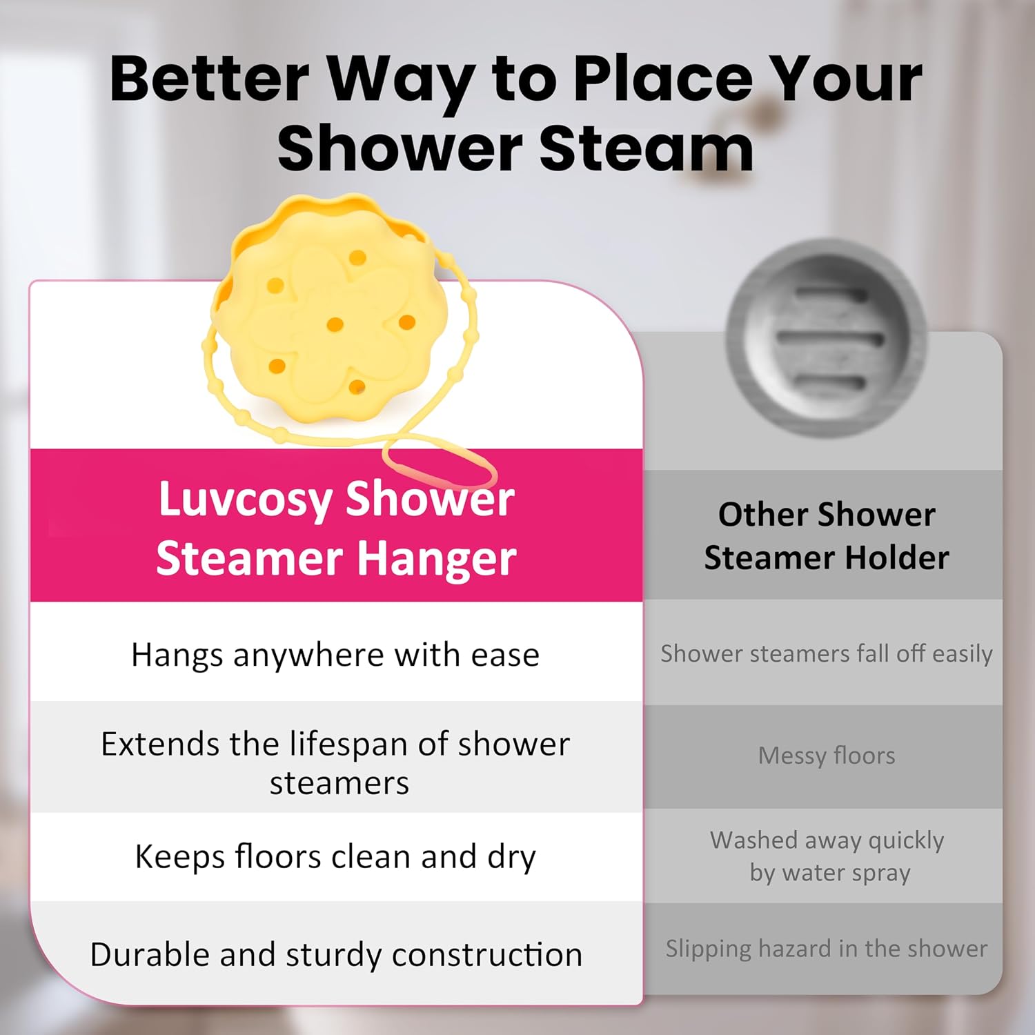 2 Packs Silicone Shower Steamer Tray/Holder, Shower Soap Dish Holder, Durable Steamer Hanger, Aromatherapy Diffuser Containers, Bathroom Accessories for Yoga Decor, Yellow and Blue