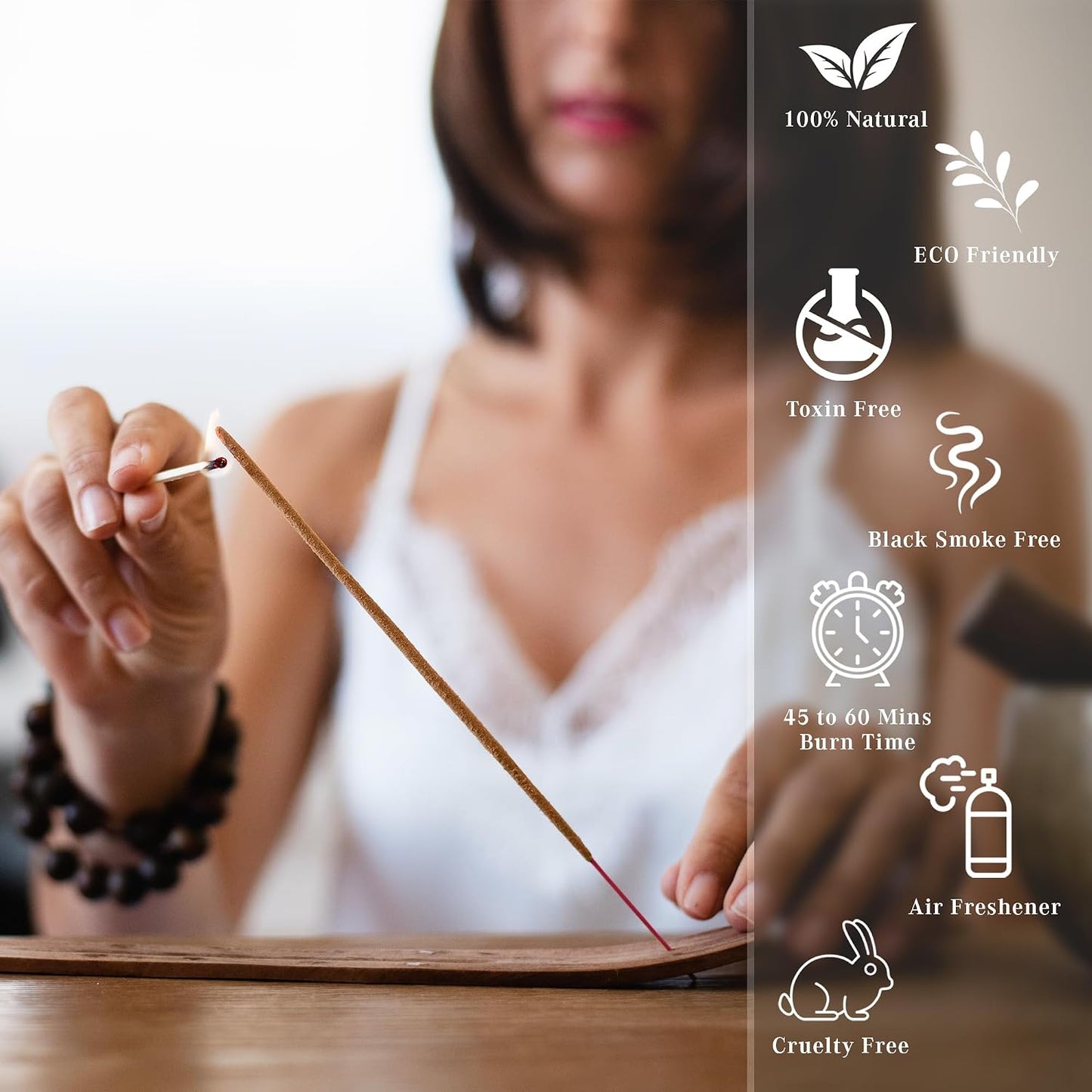 KarmaPledge Sandalwood Incense Sticks, Burn Time 45-60 Min, 100 Sticks