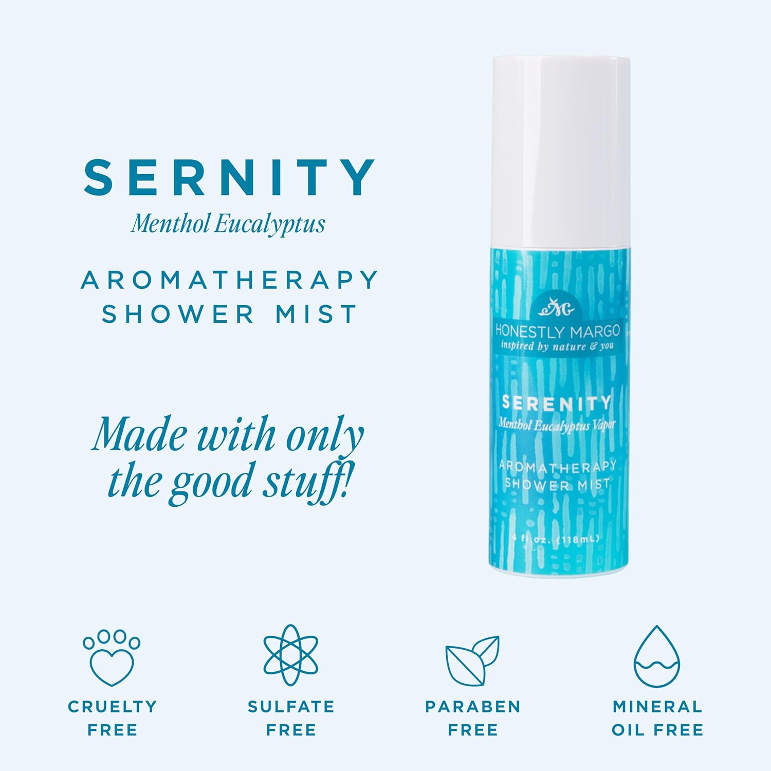 Honestly Margo Aromatherapy Shower Mist Spray Eucalyptus (4 Fl Oz, Pack of 1) – Wellness Spray with Essential Oils for Shower Steam, Personal Space Mist – Cruelty-Free Body Care & Bath Products