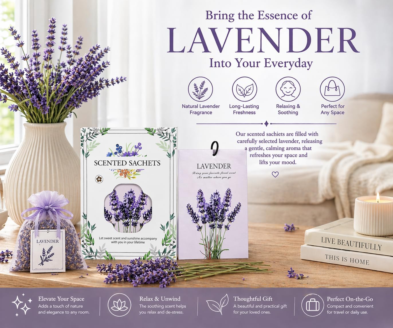 12 Pack Scented Sachets Lavender Jasmine Air Freshener Bags Fragrance Sachet Drawer Closet Deodorizer Home Fragrance Sachets for Wardrobe Bathroom Car