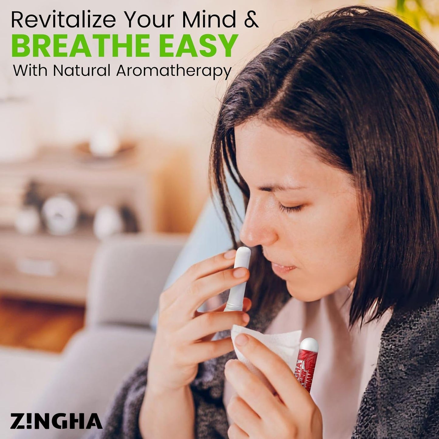 Z!NGHA Natural Aromatherapy Nasal Stick Boost Focus & Enhance Breathing | Portable Sinus Relief & Relaxation Nasal Inhaler Stick | Essential Oil Blend for Stress and Congestion (Grape Berry)