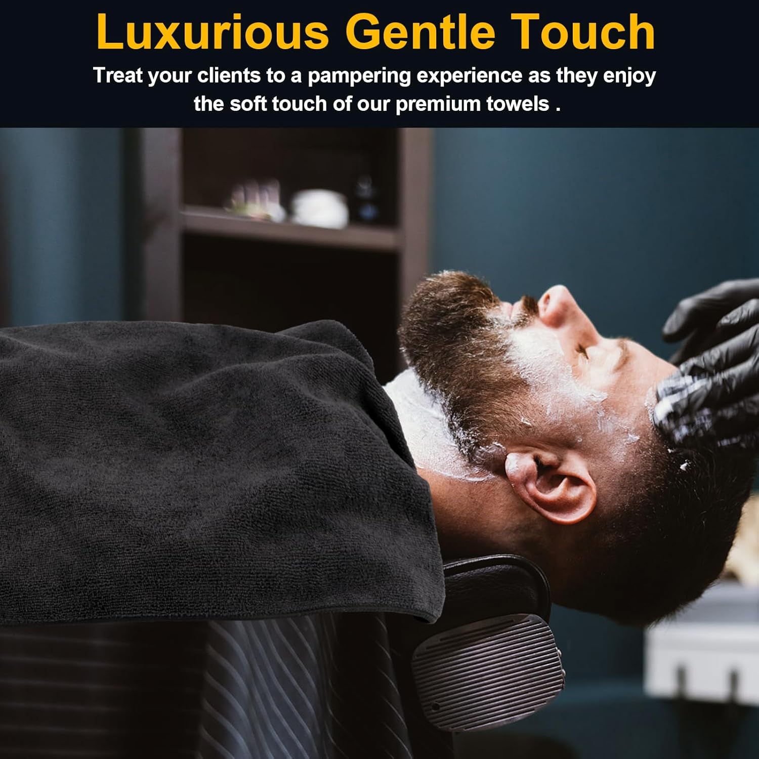 UNIMADE Salon Towels 24 Pack, Microfiber Barber Towels Bulk, (16x29 inches) Hair-Drying Cloth Super Soft Black Hand Cloth for Gym, Bath, Spa Use and Home Beauty Care(Not Bleach Proof)