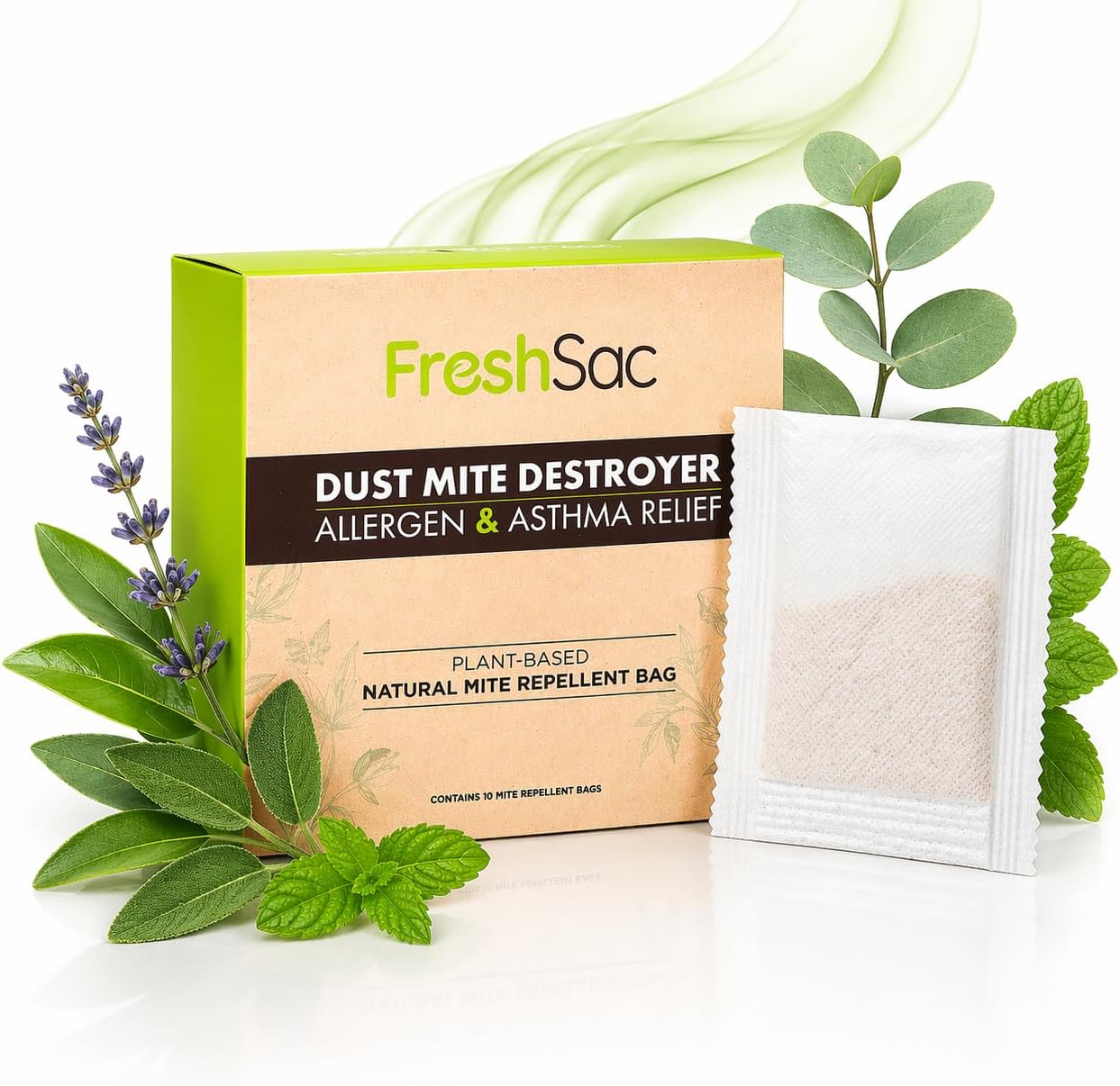 FreshSac Natural Home Freshness Sachets – Plant-Based Fabric Freshener & Odor Neutralizer for Bedding, Mattress, Couch, Upholstery & Closet Spaces – Non-Toxic Long-Lasting Fresh Scent for Home