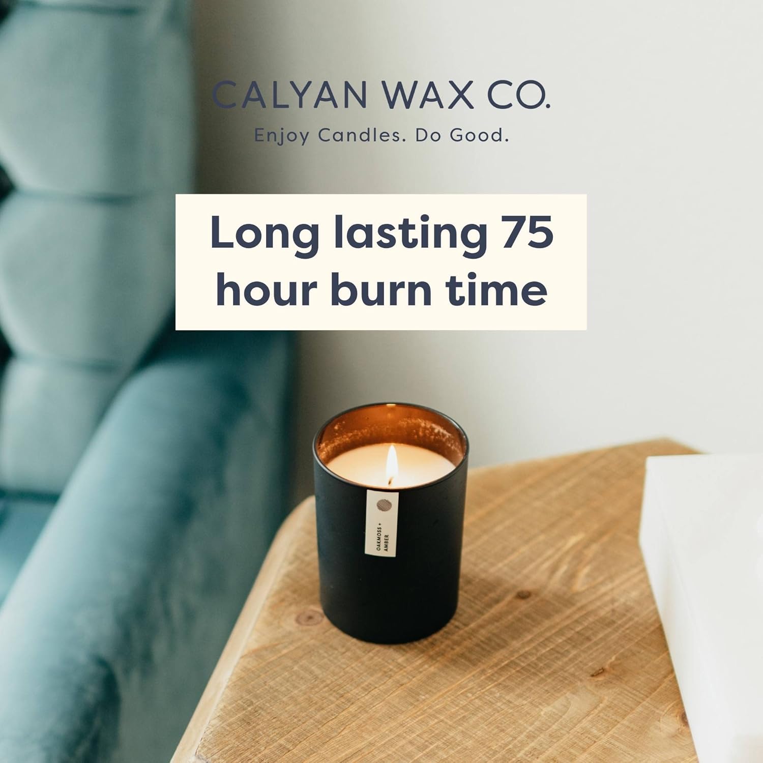Calyan Wax Co. Evergreen & Eucalyptus Scented Candle - 75 Hour Burn - Luxury Clean Soy Wax Candles - Long Lasting Black Tumbler Jar Candle for Home - 10.2oz