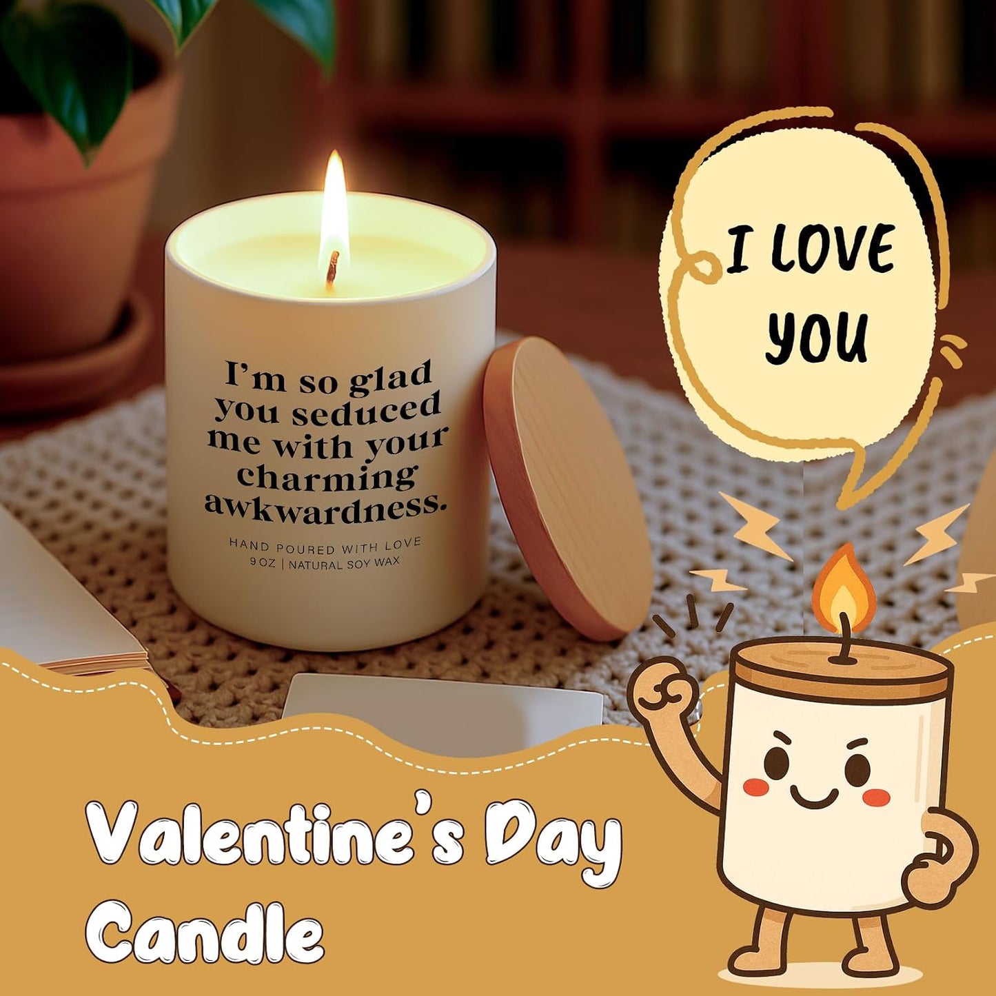 Gifts for Him Her Couples Valentine’s Day Candle – Cute & Funny Gift for Boyfriend, Girlfriend or Partner Anniversary Valentine Birthday Gift Hand-Poured Soy Wax Scented Candle for Couples