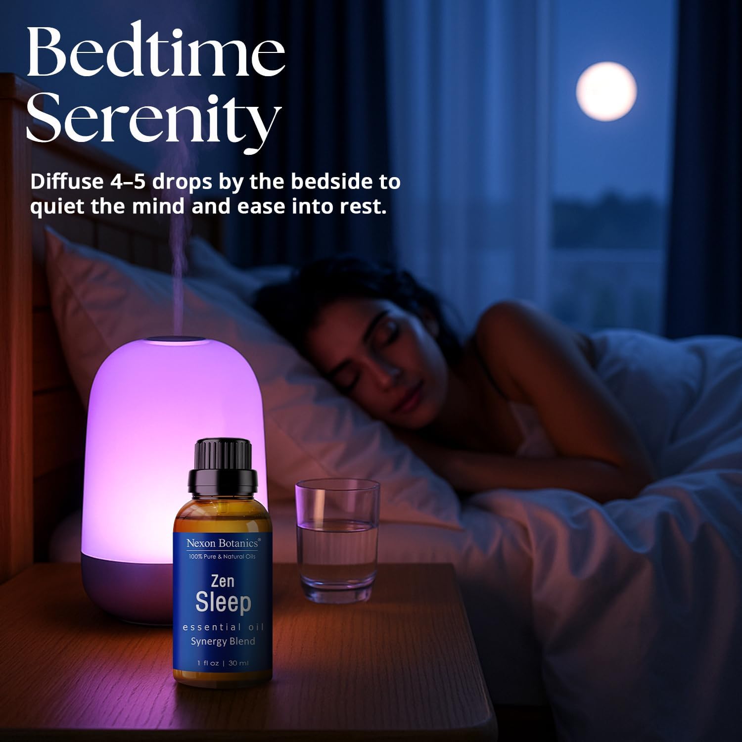 Zen Sleep Essential Oil Blend 30 ml - Lavender & Rosemary Relaxing Oil for Diffusers & Humidifiers - Calming Aromatherapy for Peaceful Sleep - Nexon Botanics