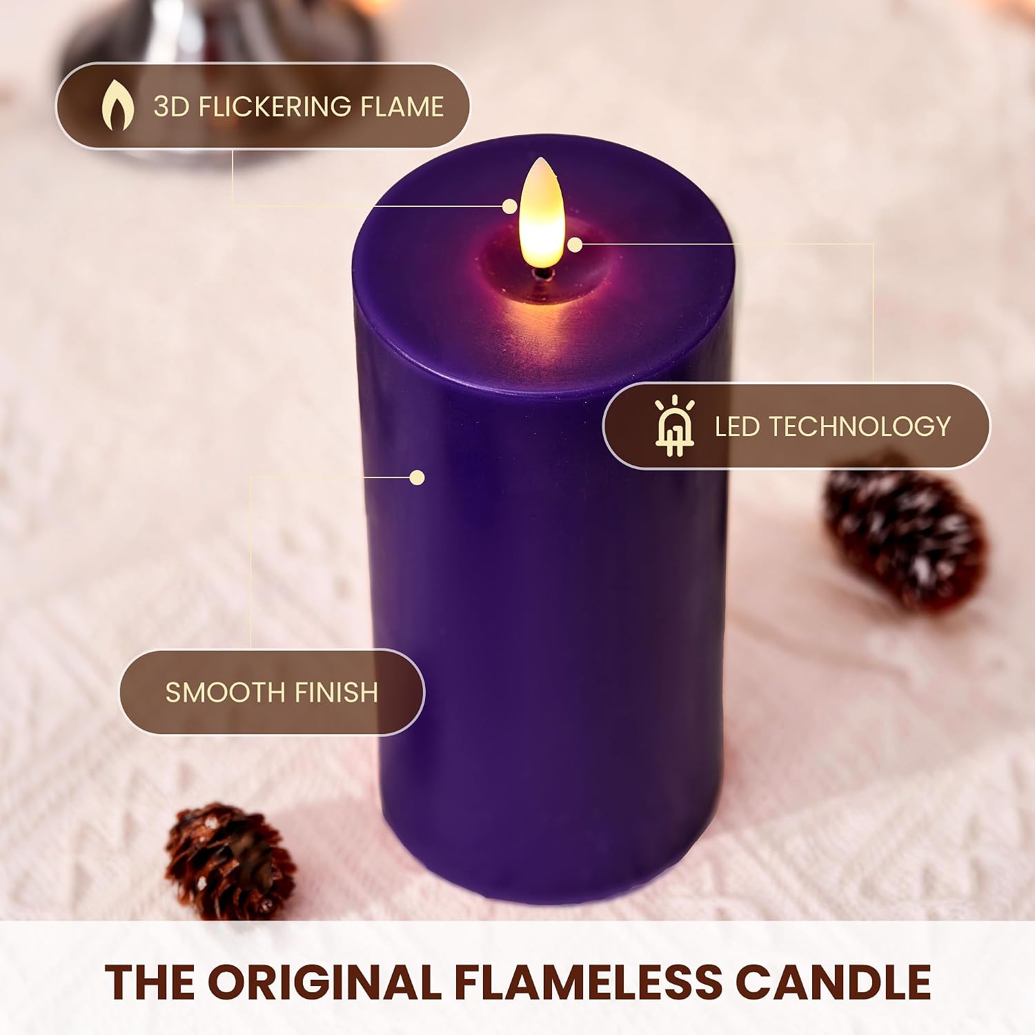 Pillar Advent Candles Set of 5, Battery Operated Advent Candle Set with Remote and Timer, 3x6 Pink and Purple Pillar Candle Set, Flameless Advent Candles for Advent Wreath Pillar Candle Holder