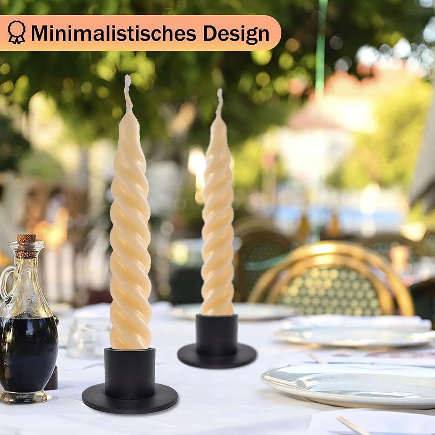 2 Pcs Black Iron Candle Holder for Taper Candles, Wedding, Dinning, Party Decoration (2)
