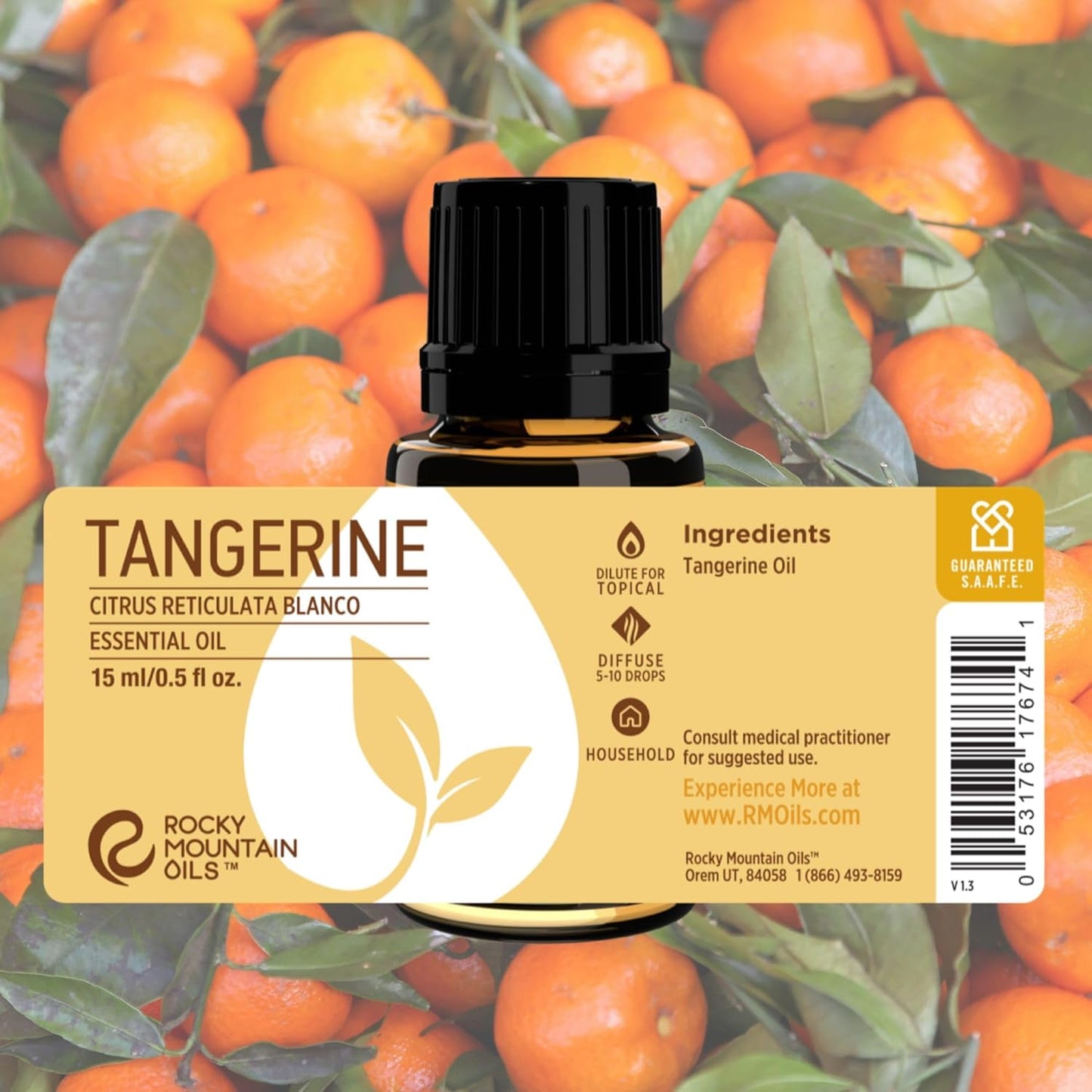 Rocky Mountain Oils - Tangerine - 15 ml - Natural Essential Oil - Aromatherapy Oils for Diffuser and Topical - Relaxing Essential Oils