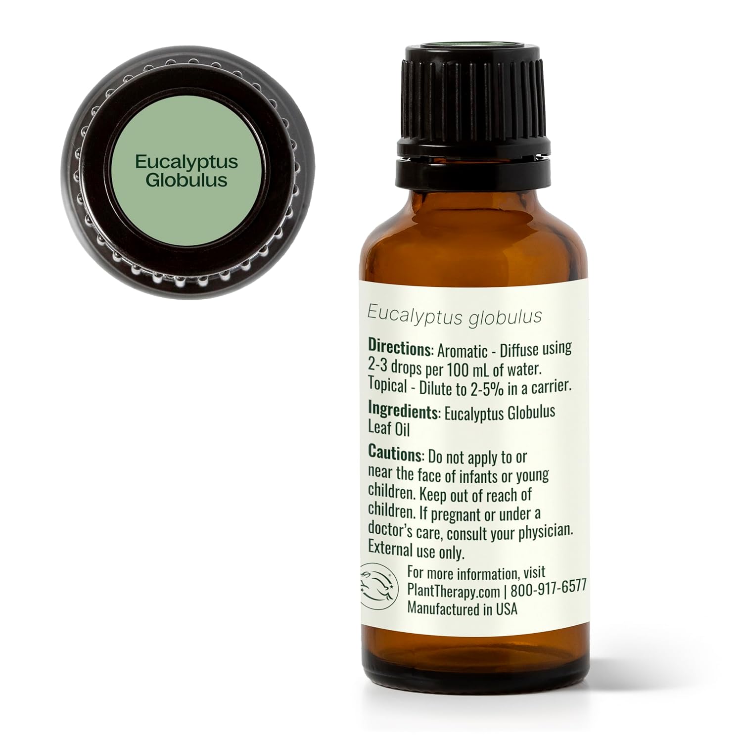 Plant Therapy Eucalyptus Globulus Essential Oil, 30 mL (1 oz), for Diffuser, Skin, Hair, Aromatherapy DIYs, and Clear Breathing, 100% Pure and Undiluted Essential Oil