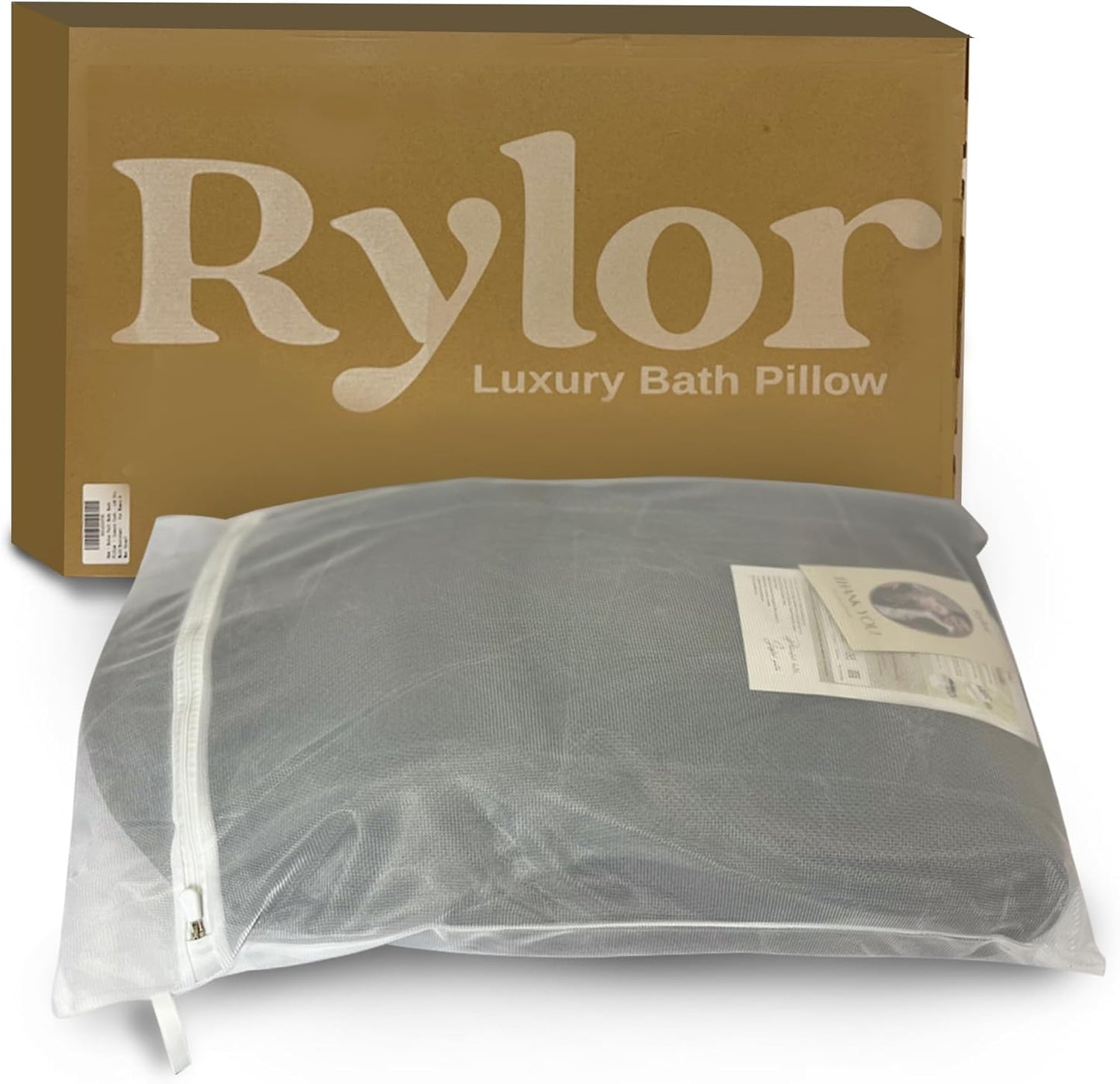 Rylor Full Body Bath Pillow – Luxury Cushion for Bathtub | Extra Large & Thick | Premium Packaging - Head, Neck, Shoulder & Back Support – Quick-Dry, Mold Resistant – for Women & Men (Gray)