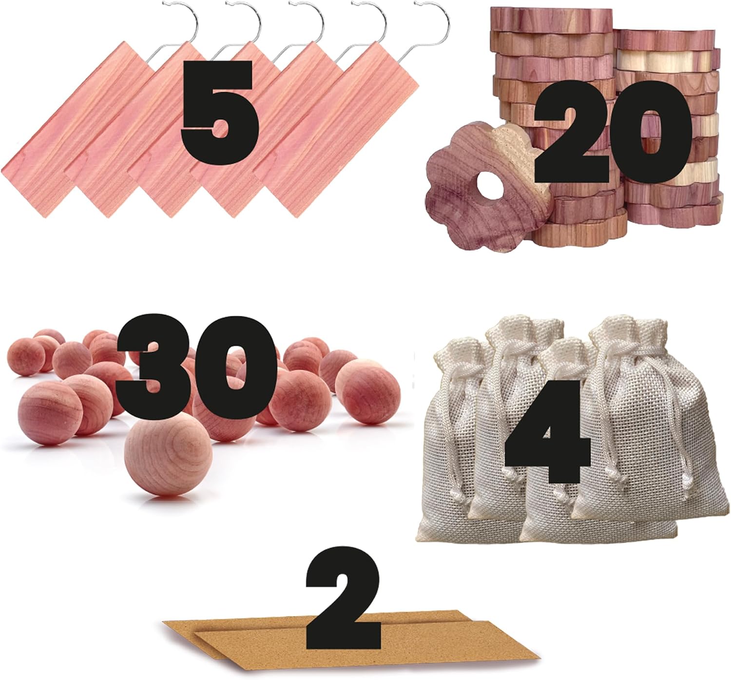 Professor Killamoth 61 Pack Cedar Blocks, Sachets, Rings, Balls - Stop Clothes Damage - The Ultimate Cedar Collection to Protect Your Clothes