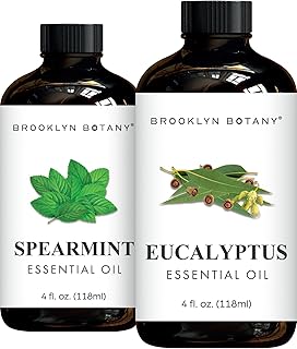 Brooklyn Botany Spearmint & Eucalyptus Essential Oils – 4 Fl Oz (Pack of 2) – 100% Pure & Natural – Refreshing & Cooling Aromatherapy Blend