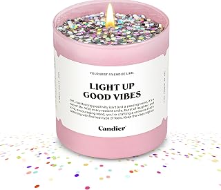 Light Up Good Vibes Candle, Scented Soy Candle with 60+ Hours Burn Time, Vegan-Friendly Pink Candle for Any Occasion, Candles for Women & Men - Candier