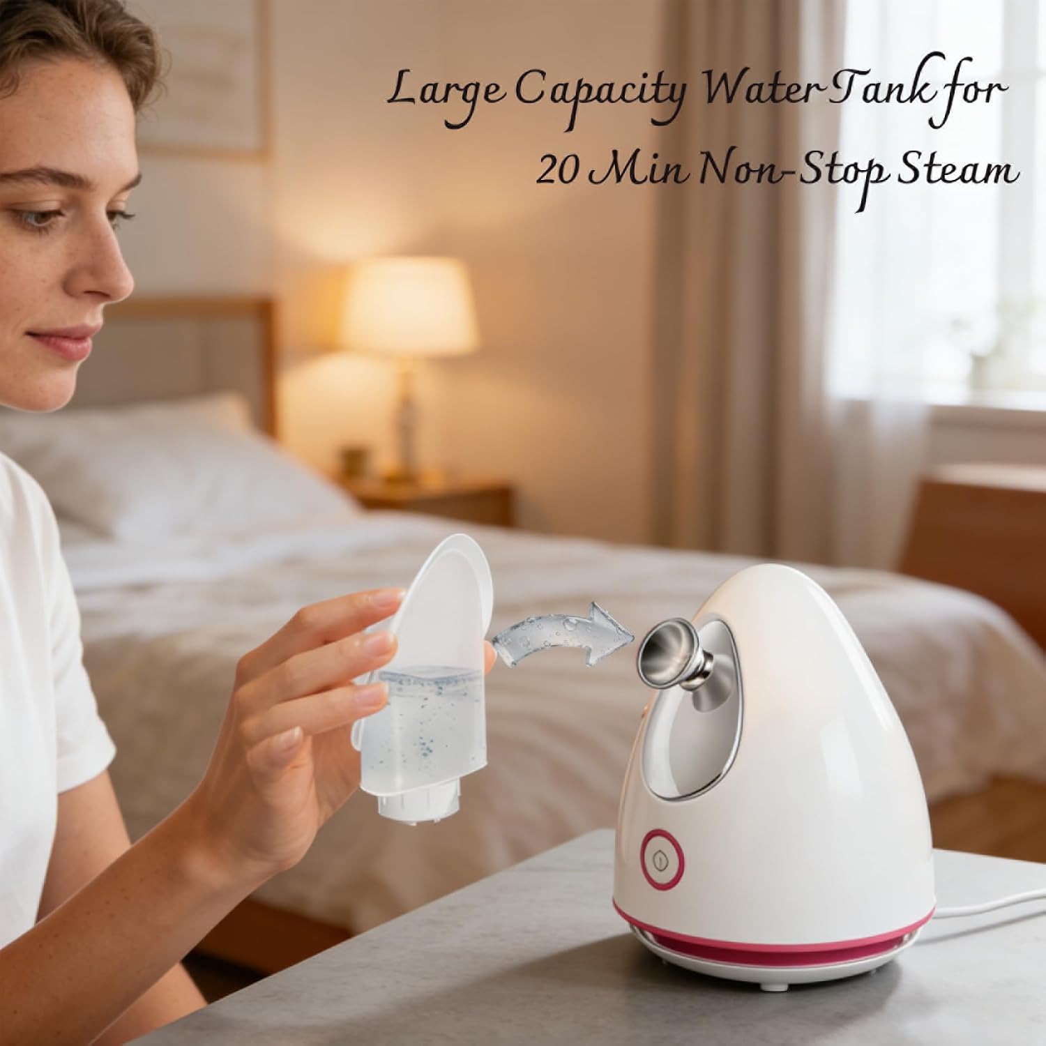 Nano Ionic Facial Steamer with 360° Rotatable Nozzle - Large Water Tank, PTC Ceramic Heating,Face Steamer for Deep Cleansing, Hydration & Pore Minimizing, Home Spa