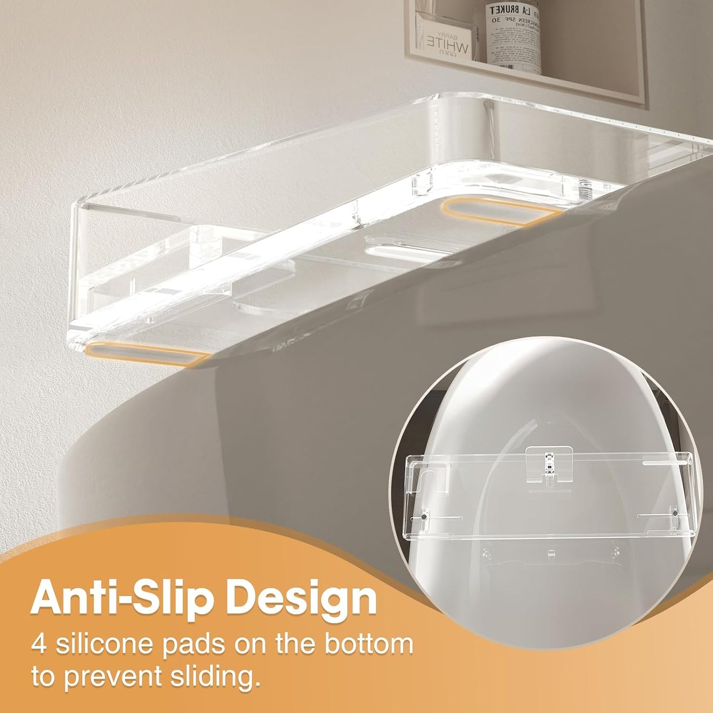 Bathtub Tray, Acrylic Bath Caddy with Adjustable Lock - Sweet Gift for Birthdays, Weddings, Anniversaies, and Housewarmings, Clear