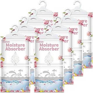 Ksend Moisture Absorbers 8 Packs - 9.8 oz Dehumidifier Bags, Portable Moisture Hanging Bags for Closet, Bathroom and Kitchen, Lemon Rose Scent, 11.8" x 6.3"