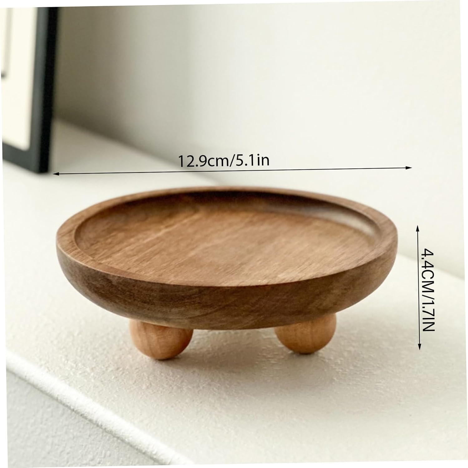 Wood Tray, Rustic Candle Plate with Legs for Soap, Perfume, Keys, Vanity Tray for Kitchen, Bathroom, Entryway, Round Small Wooden, Small Wood, Candle, Holder, D