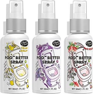 Clean-n-Fresh Toilet Spray, Variety Pack of 3 - Citrus/Lavender/Hibiscus, Bathroom & Toilet Odor Elimination, Travel Size 1.7 Fl Oz Each, Total 5.1 Fl Oz