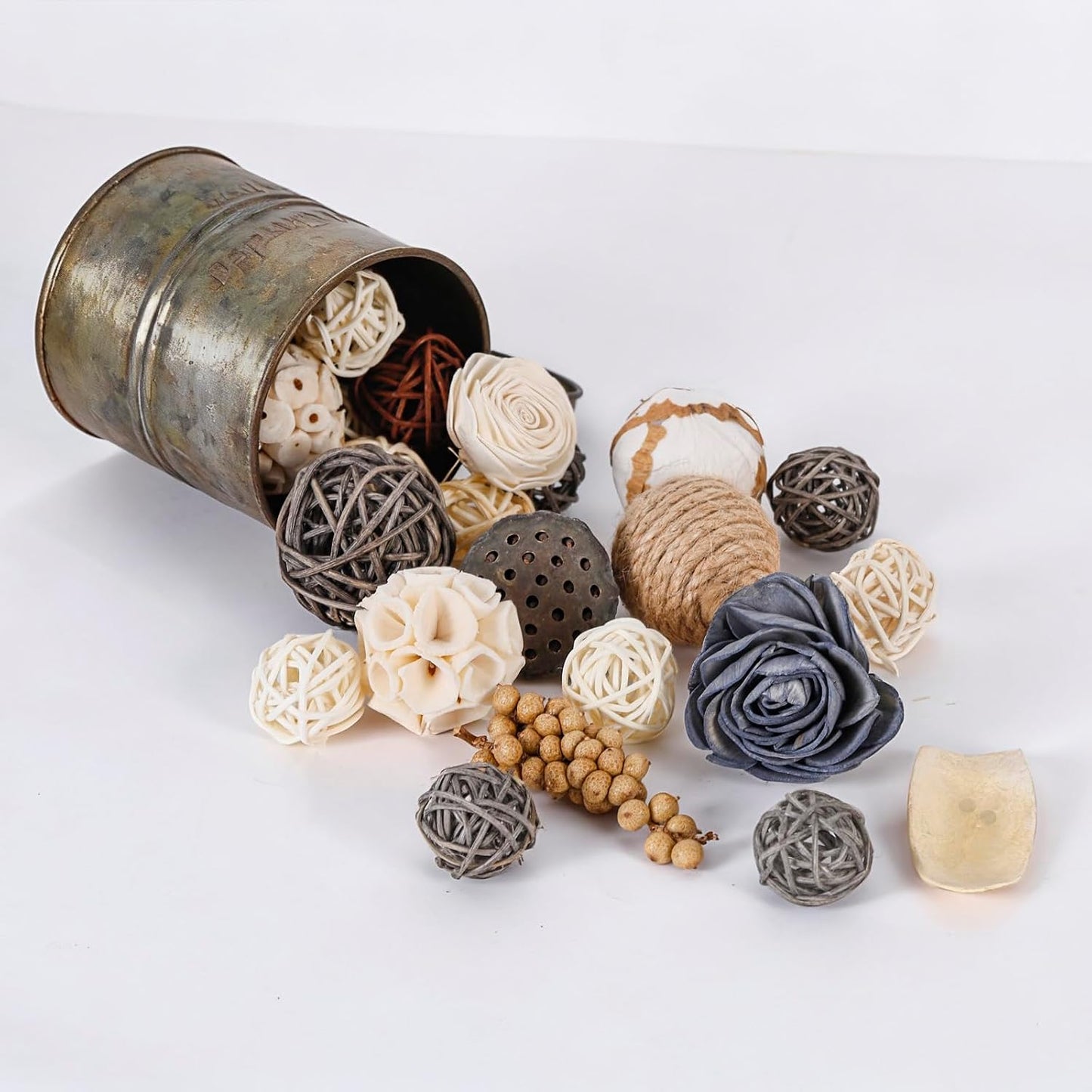 2 Boxes of White Potpourri Bowl Filler Decorative Scented Decorative Balls for Centerpiece Bowls Mixed Dried Flower Vase Filler for Home Decoration (Grey)