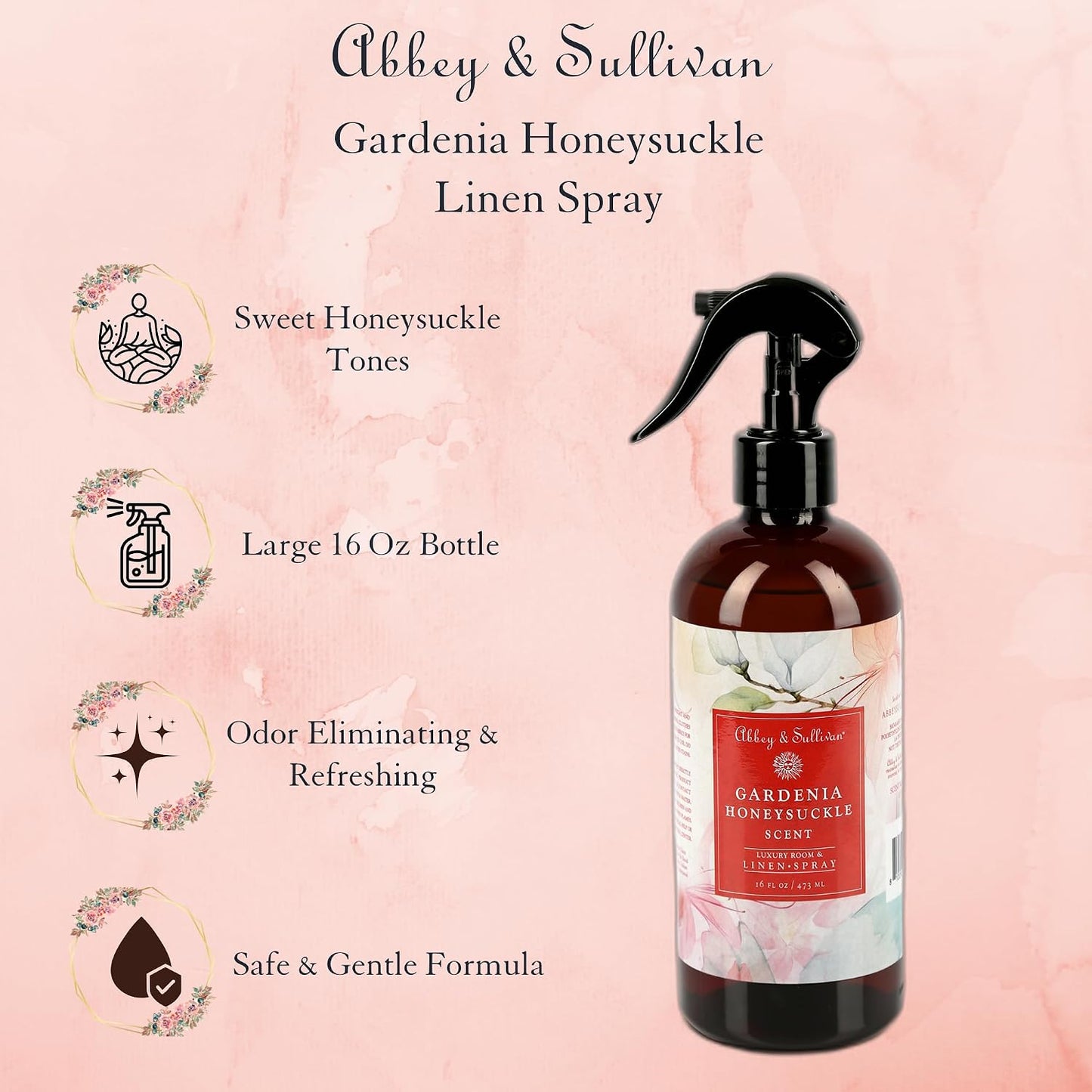 Abbey & Sullivan Linen Spray, Gardenia Honeysuckle, 16 oz