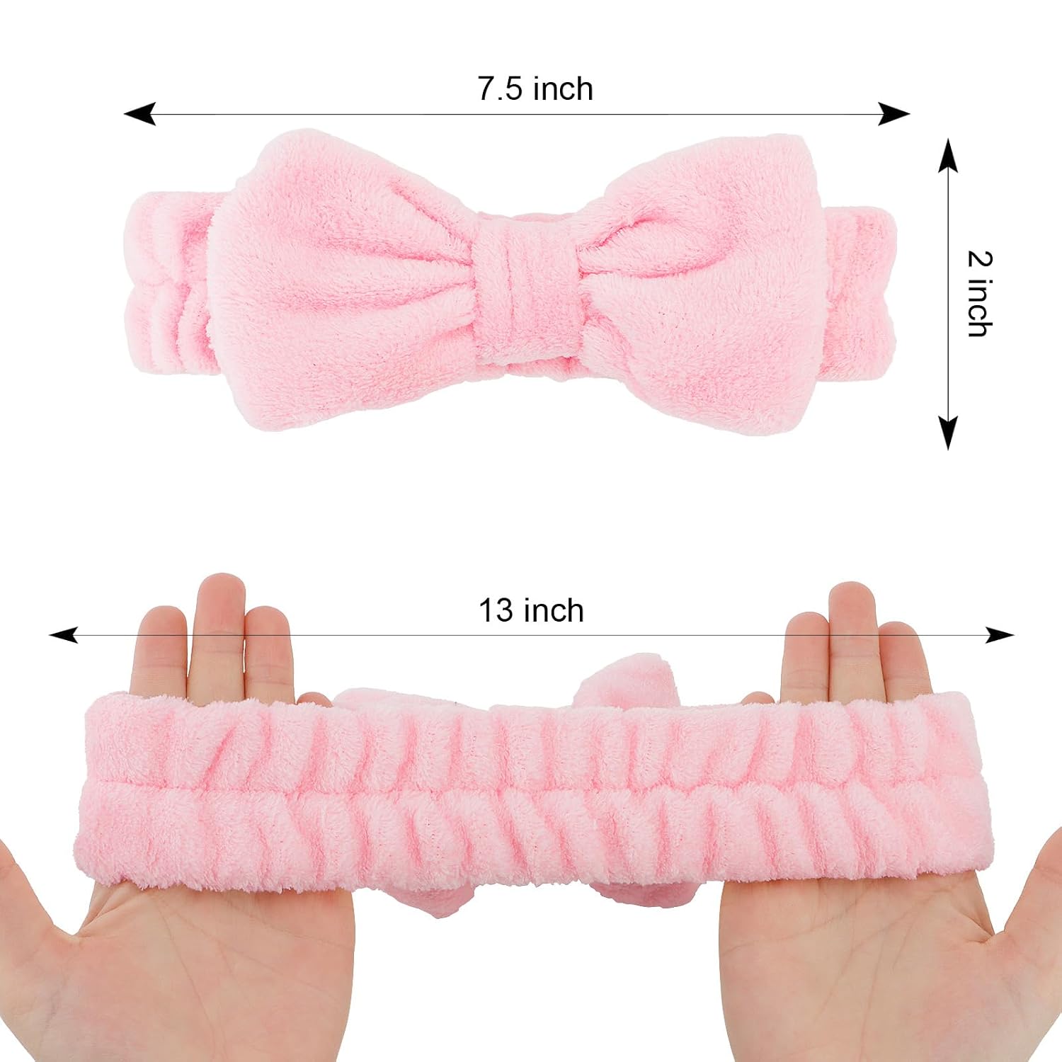 Casoty 4 Pcs Pink Spa Makeup Skincare Headband for Washing Face, Coral Fleece Face Wash Skin Care Headband, Spa Party Supplies for Women Girls