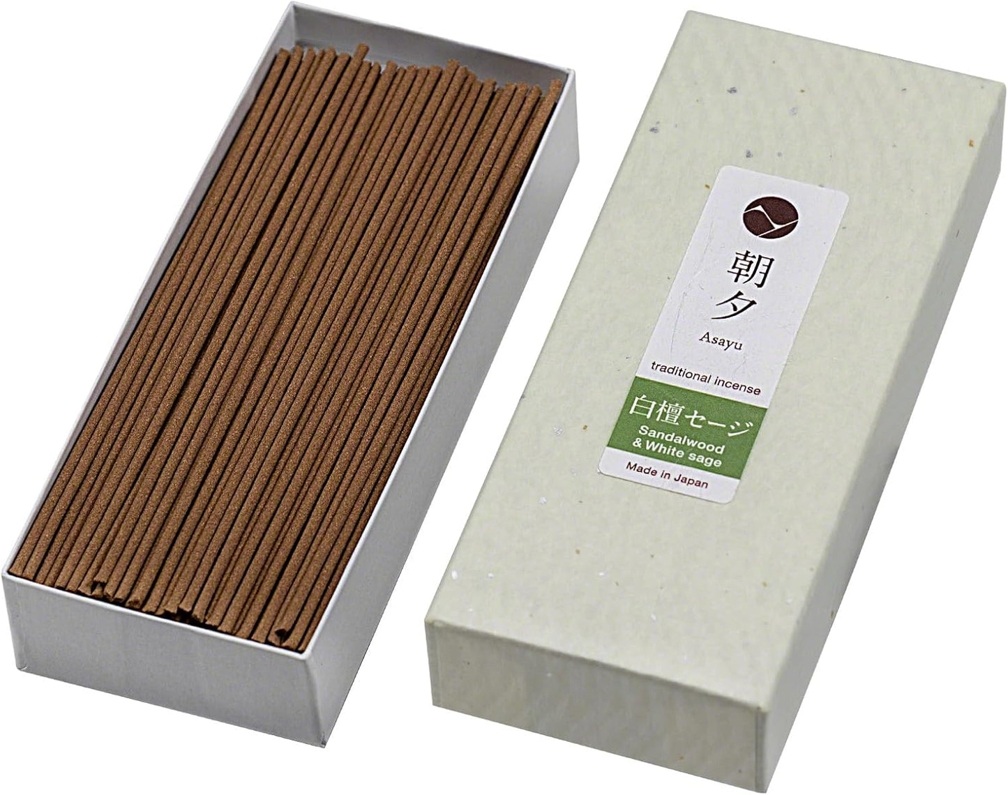 Asayu Japan Traditional Sandalwood & White Sage Incense Sticks, 40gr Smoke Type, 100% Natural Japanese Incense for Morning Relaxation, Yoga, Meditation and Mindfulness