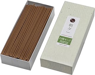 Asayu Japan Traditional Sandalwood & White Sage Incense Sticks, 40gr Smoke Type, 100% Natural Japanese Incense for Morning Relaxation, Yoga, Meditation and Mindfulness