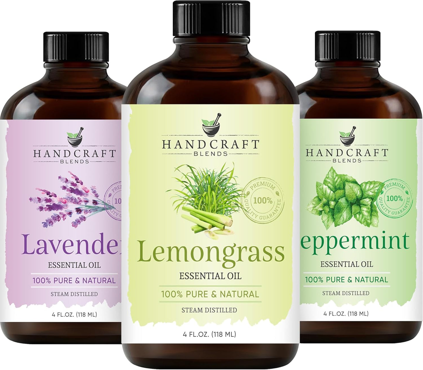Handcraft Blends Lemongrass, Peppermint, Lavender Essential Oil Blend, 4 Fl. Oz, 100% Pure and Natural, Therapeutic Grade with Premium Glass Dropper