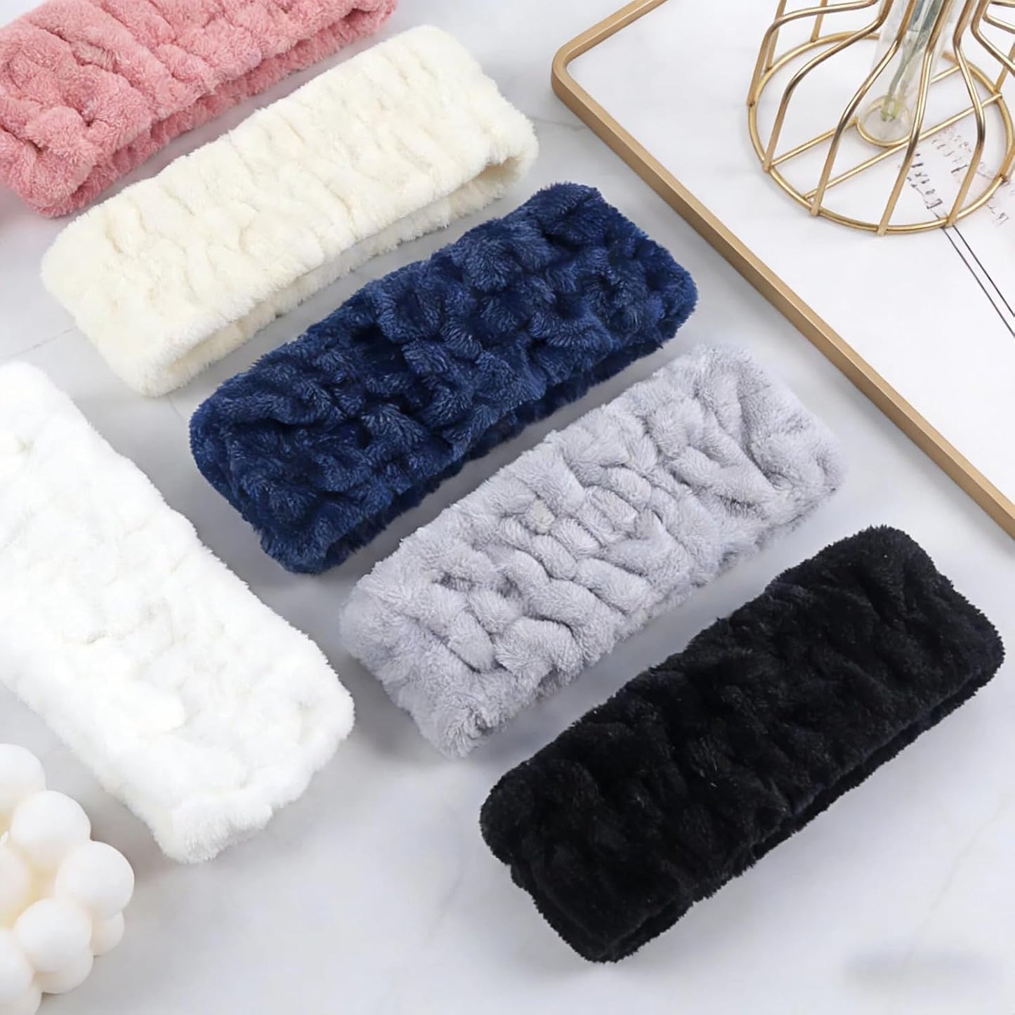 hexiaoxiao 6 Pack Microfiber Spa Headband Elastic Skin-Friendly No Slip Hairband for Women Face Wash Skincare Yoga Makeup Daily Use (White/Black/Pink/Navy/Gray/Milk White)