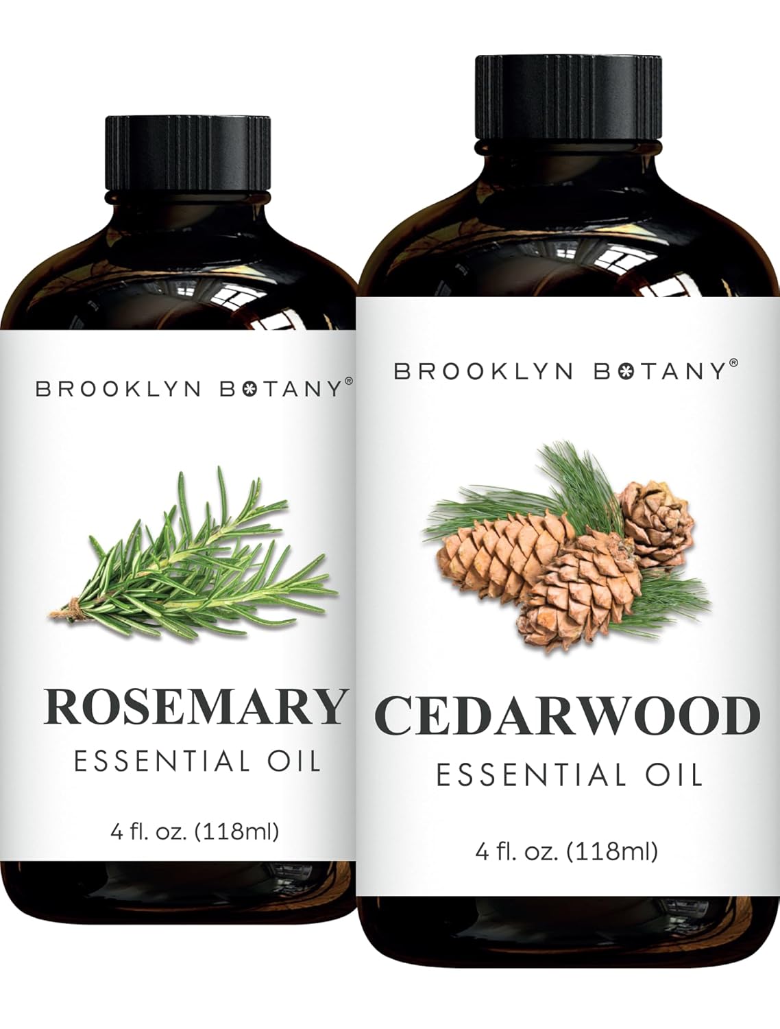 Brooklyn Botany Rosemary & Cedarwood Essential Oils – 4 Fl Oz (Pack of 2) – 100% Pure & Natural – Grounding & Herbal Aromatherapy Blend