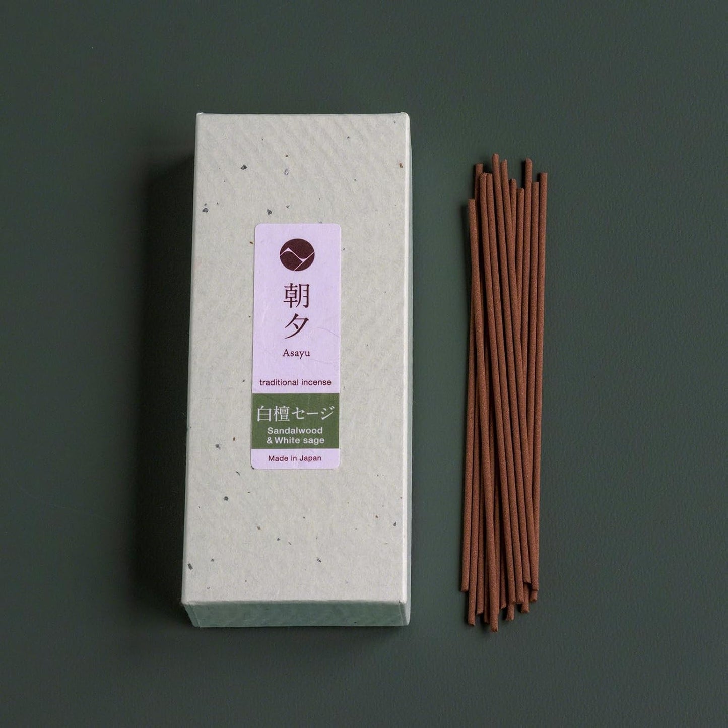 Asayu Japan Traditional Sandalwood & White Sage Incense Sticks, 40gr Smoke Type, 100% Natural Japanese Incense for Morning Relaxation, Yoga, Meditation and Mindfulness