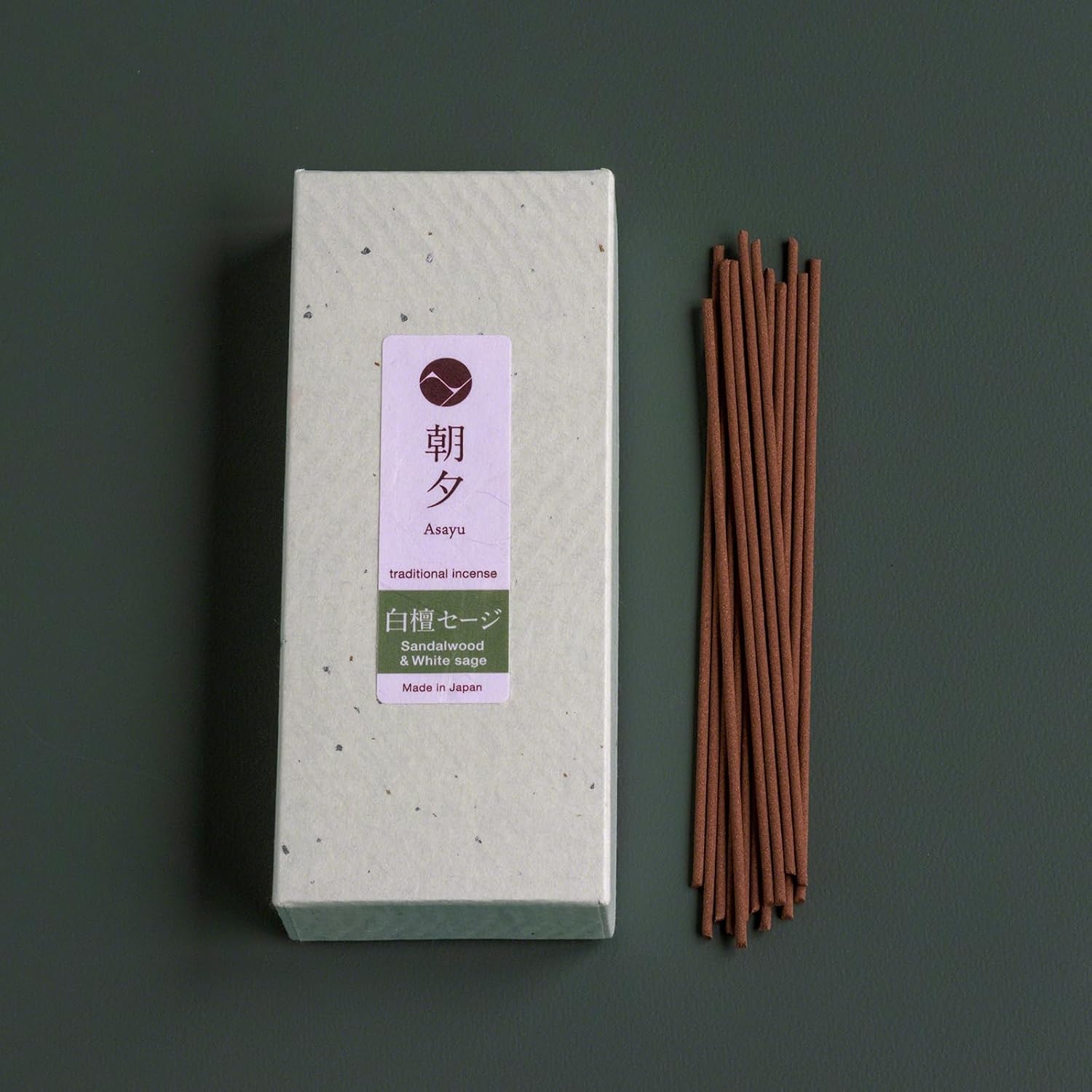 Asayu Japan Traditional Sandalwood & White Sage Incense Sticks, 40gr Smoke Type, 100% Natural Japanese Incense for Morning Relaxation, Yoga, Meditation and Mindfulness