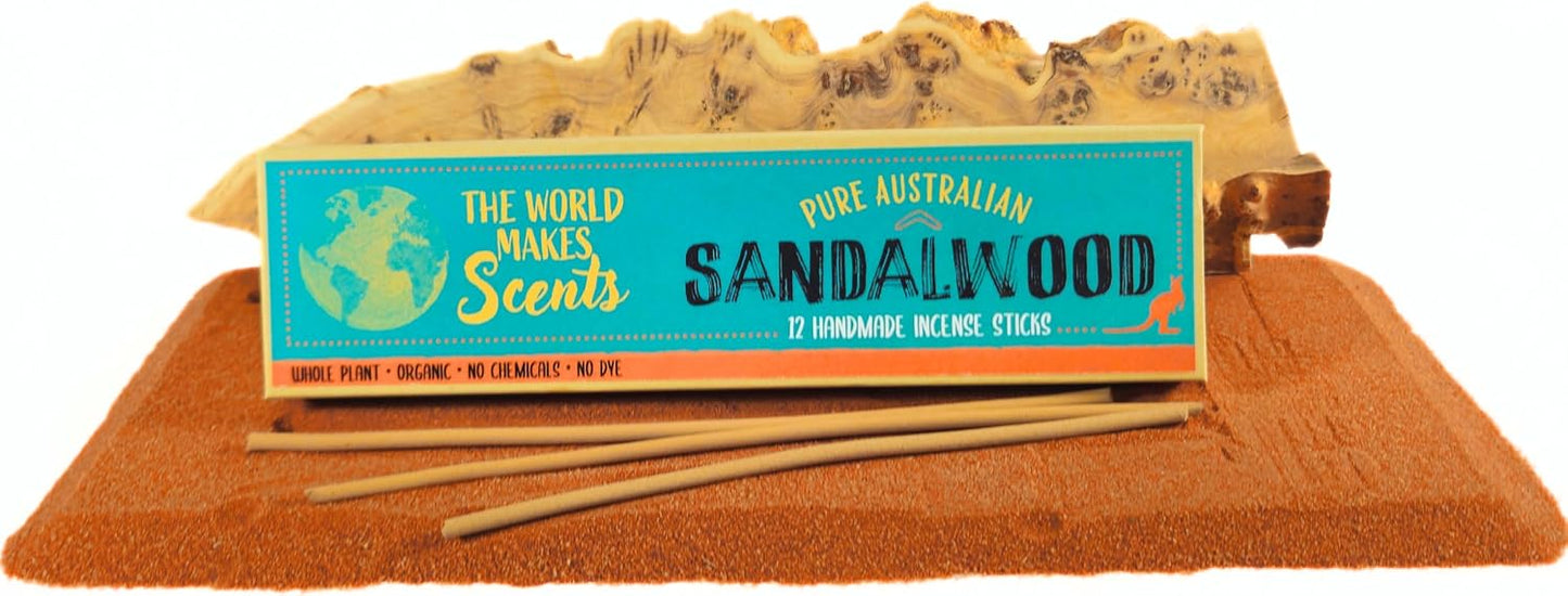 Handmade Australian Sandalwood Incense Sticks | 100% Organic | NO Synthetic Fragrance Oil | NO Perfume | NO Dye
