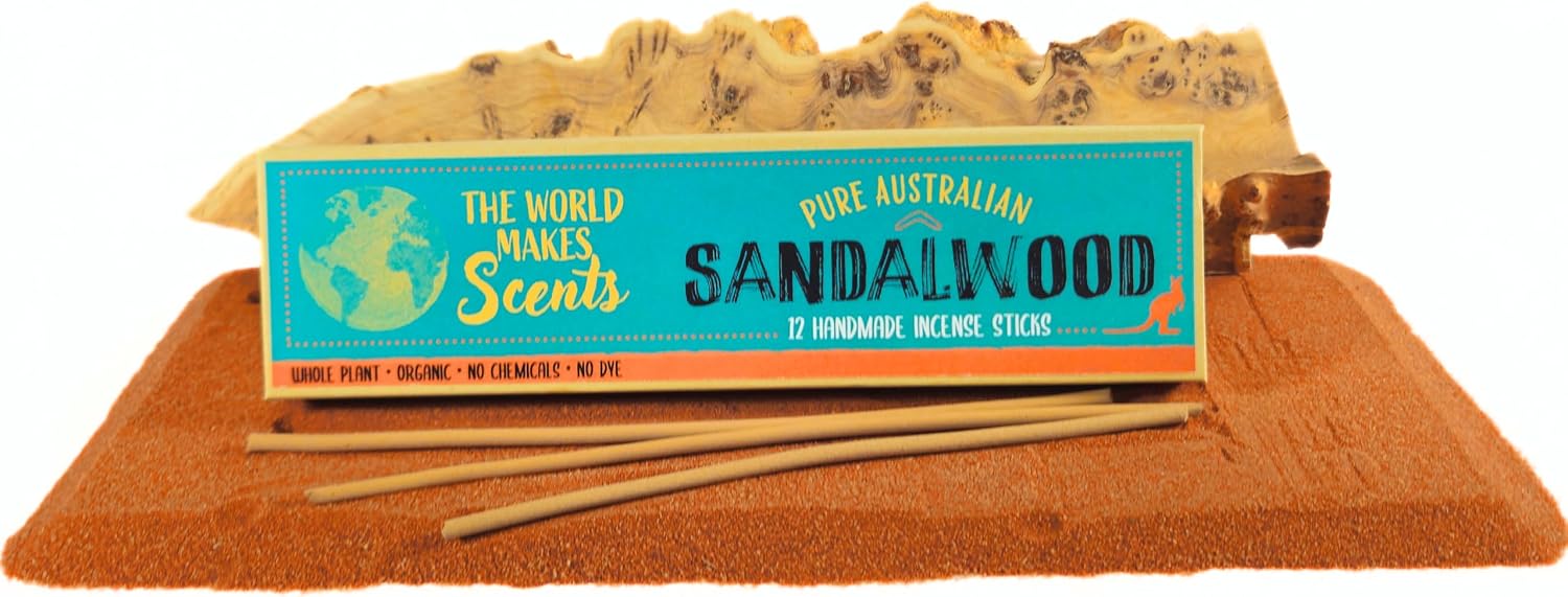 Handmade Australian Sandalwood Incense Sticks | 100% Organic | NO Synthetic Fragrance Oil | NO Perfume | NO Dye