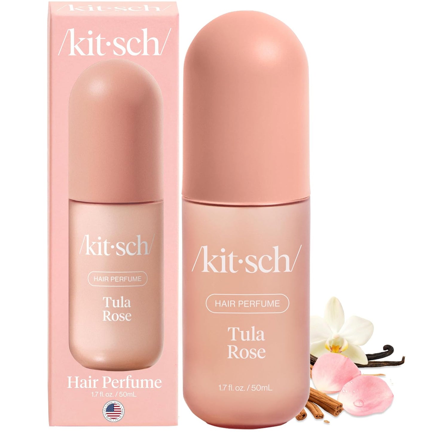 Kitsch Hair Perfume for Women Bundle – Tula Rose & Warm Sugar Hair Mist + Detangler Brush | Odor-Eliminating Hair Perfume, Vanilla Body Spray & Body Mist Set with Hair Brush for Women