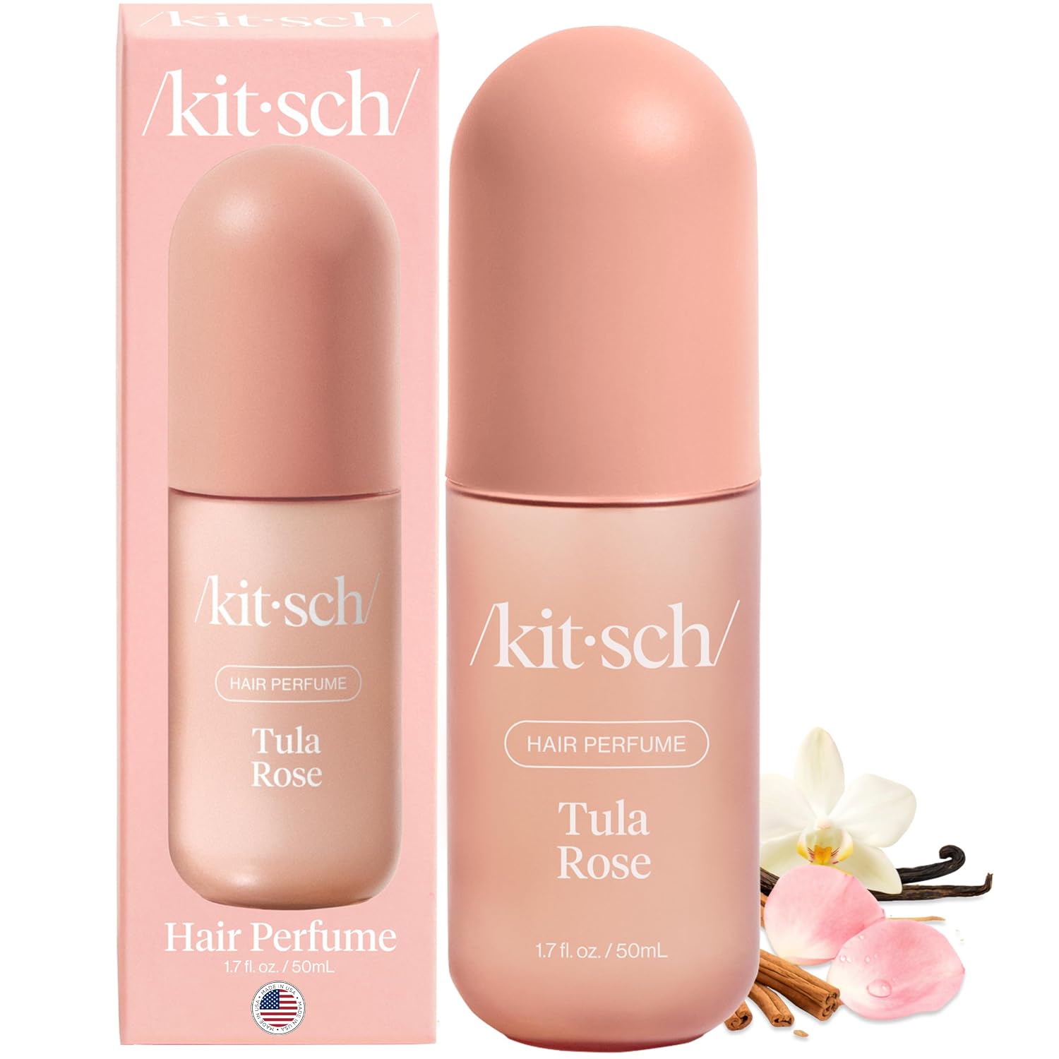 Kitsch Hair Perfume for Women Bundle – Tula Rose & Warm Sugar Hair Mist + Detangler Brush | Odor-Eliminating Hair Perfume, Vanilla Body Spray & Body Mist Set with Hair Brush for Women