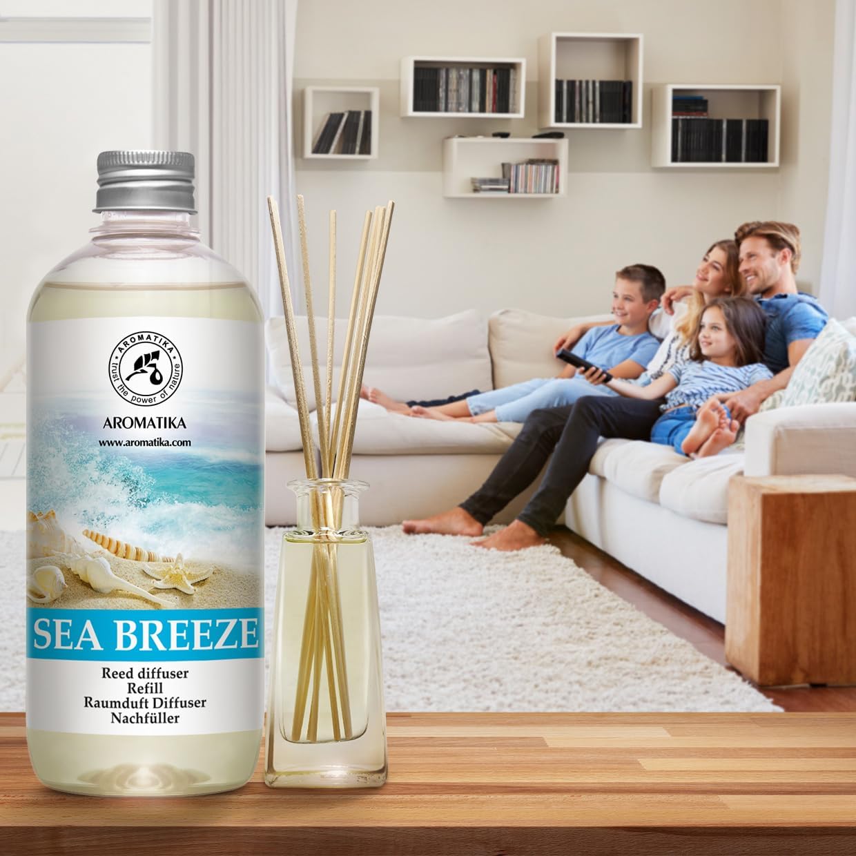 Reed Diffuser Refill Set Sea breeze 2 х 17Fl Oz - Aroma Refill for Reed Diffuser - Long Lasting Home Fragrance - Air Freshener - Fresh Scent - Aromatherapy - Home decor - Air diffuser