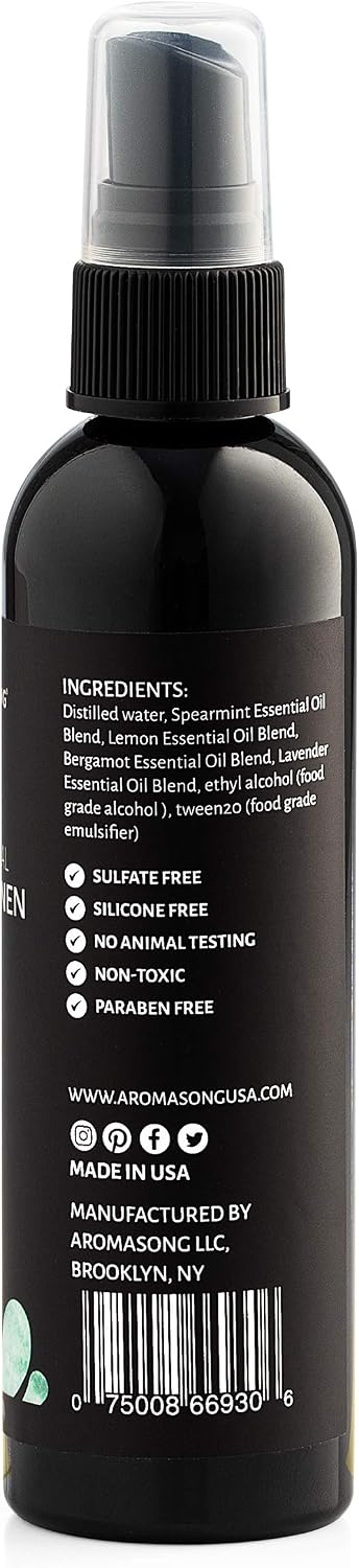 Aromasong All Natural Room & Linen Spray, Green Tea Scent, for Bedding, Sheets, Couches, Pillow, Fabric Freshener Spray for Bed Sheet, Odor Eliminator Air Freshener All Natural Fragrance Oil Spray.