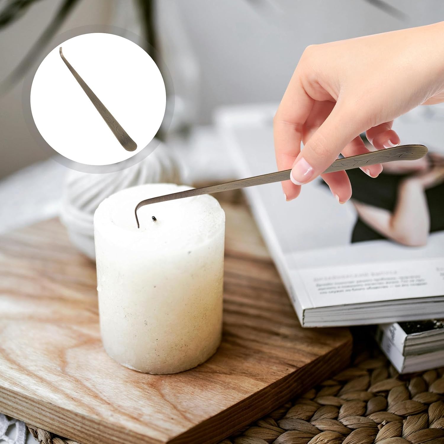 LALAFINA Stainless Steel Candle Wick Snuffer and Dipper Tool Set Lightweight and Easy to Clean Candle Care Accessory for Home and Aromatherapy Use