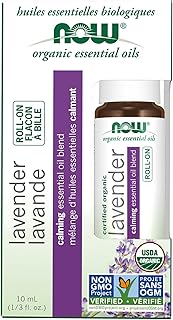 NOW Foods Essential Oils, Lavender Roll-On, Certified Organic, Calming Blend, Steam Distilled, Topical Aromatherapy, 10-mL