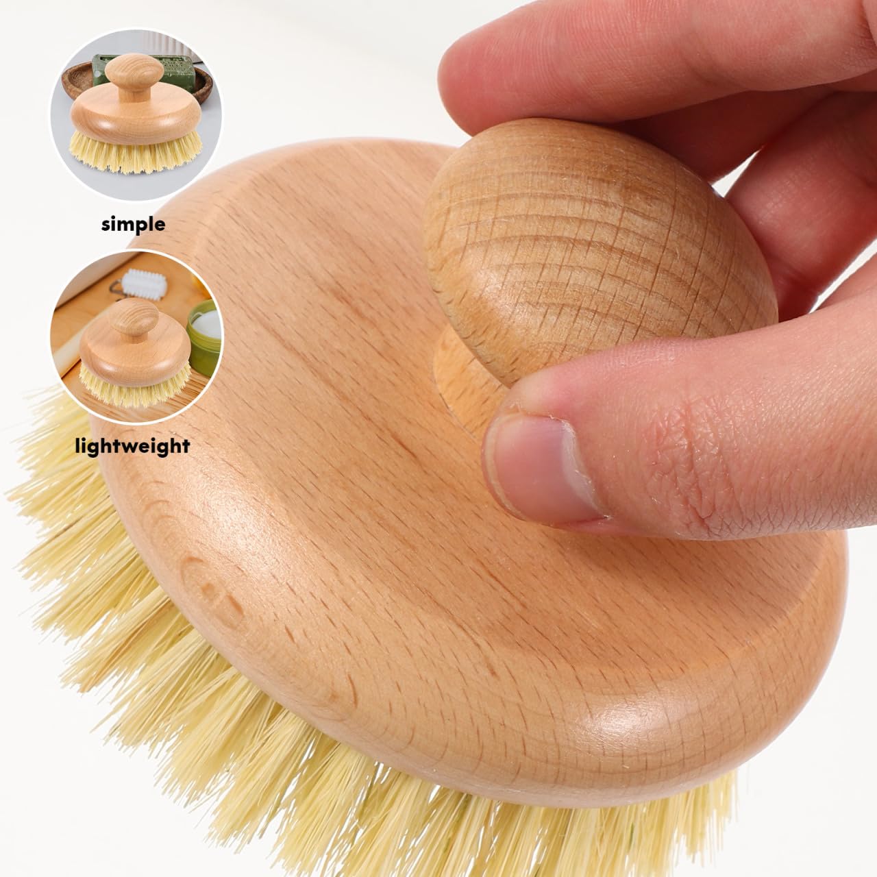 Shower Brush Handle Back Scrubber Body Exfoliator Wood Body Brush Bath Shower Brush for Wet or Dry Brushing