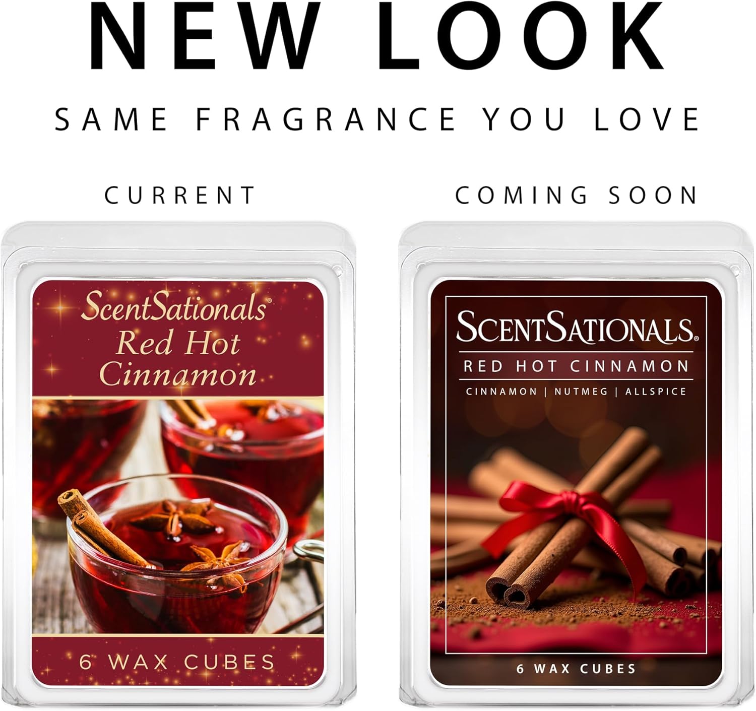 Scentsationals Red Hot Cinnamon Scented Wax Melts - Cinnamon, Nutmeg, & Allspice, 10oz (24 Cubes)